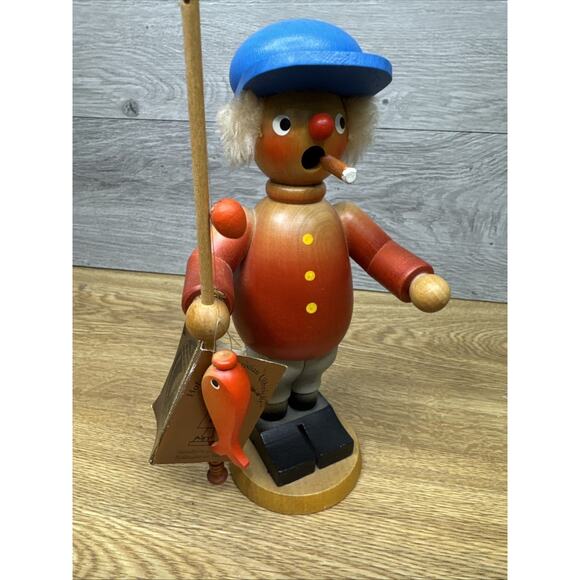 Vtg Holzkunst Christian Ulbricht Fisherman 8.25” Wood German Nutcracker - Picture 6 of 12